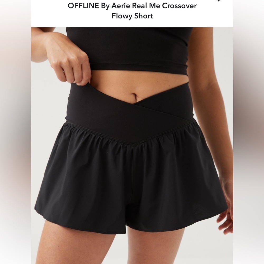 Aerie Light Blue Crossover Flowy Shorts